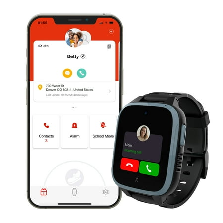 Xplora - Kids' XGO3 (GPS + Cellular) Smart Watch 42mm Calls, Messages, SOS, GPS Tracker, Camera, Step Counter, SIM Card - Black