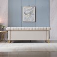 thumbnail image 4 of 3-Seat Velvet Sofa with Golden Legs, Upholstered Loveseat with Stripe Design, Modern Futon Sofa Filled with High Rebound Sponge, for Living Room, Apartment, Cream White, 4 of 9