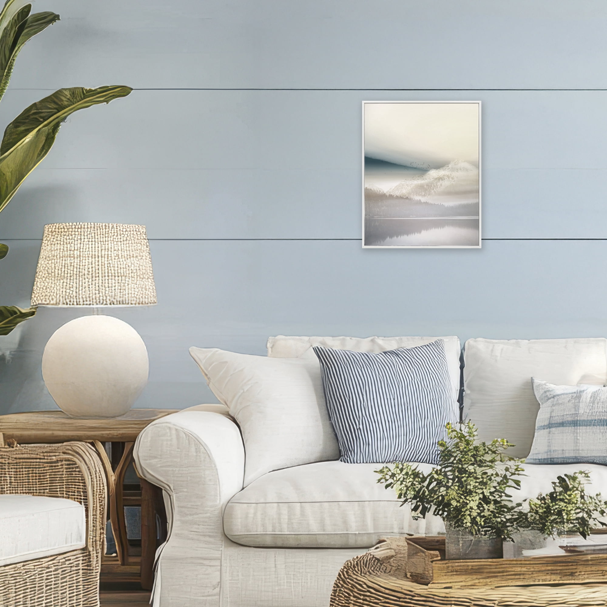 Stupell Industries Mountainous Vanilla Landscape White Framed Giclee Art, design by Gemma Bardot