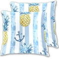 thumbnail image 6 of Anchor Pineapple Striped Throw Pillow Covers Set of 2 Decorative Pillow Cases for Chair Sofa Bedroom Living Room, 6 of 6