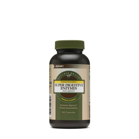 GNC Natural Brand Super Digestive Enzymes | Promotes Protein, Carbohydrate And Fat Digestion | 100 Capsules