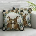 thumbnail image 3 of Nawypu  Easter Decorative Cozy Soft Luxury Throw Pillowcase Covers Spring Cute Rabbit Eucalyptus Leaves Brown Buffalo Plaid Square Cushion Case for Couch Auto Bedroom, 3 of 5
