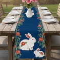 thumbnail image 4 of Navy Blue Cute Bunnies Table Runner 48 Inches, Farmhouse Rustic Floral Botanical Bed Runner Dresser Scarves Tabletop for Indoor Outdoor Parties/Ceremony/Banquet, 13" x 48", 4 of 9
