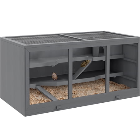 JERFIT Extra Large 5-Tier Wooden Hamster Cage with Opening Roof, Ramps, Hideout Hut & Deep Tray, Spacious Habitat for Gerbils, Mice, and Other Small Animals