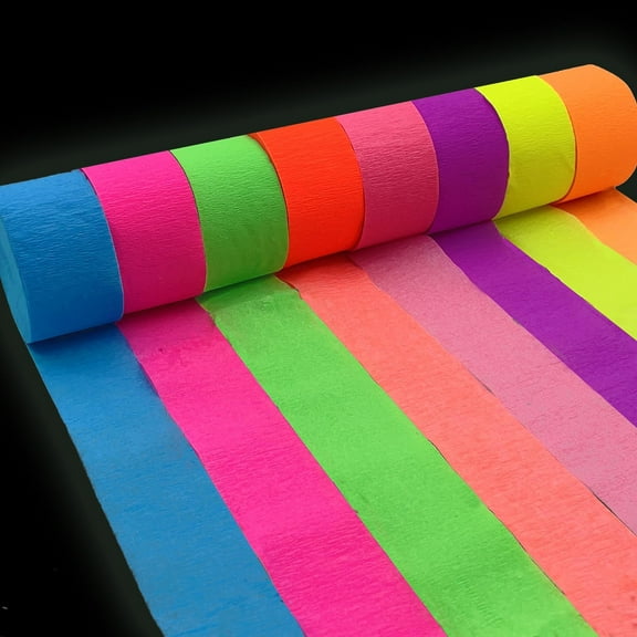 1760feet Blacklight Party Streamer Decorations 16 Rolls Glow Crepe Paper UV Reactive Fluorescent Neon Paper Streamers Glow Party Supplies and Decorations for Wedding, Birthday, Neon Fiesta Party