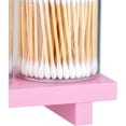 thumbnail image 5 of ABCISI 3 Pack Qtip Holder - Apothecary Jars with Lids, Bathroom Organizers and Wooden Waterproof Tray for Cotton Balls,Swabs,Floss Picks,Hair Ties,Pink Clear Vintage Bathroom Decor Jar Set (Pink), 5 of 7