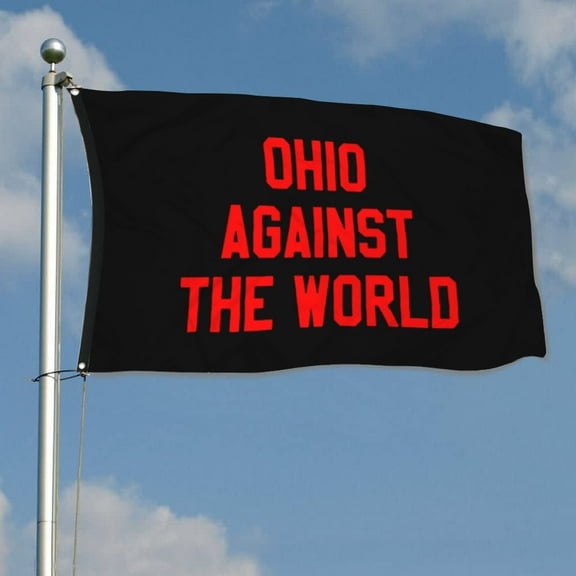 Bayyon Ohio Against The World Flag Save America Ryan Day Flag Banner with Grommets 3x5Feet Man cave Decor Black/red
