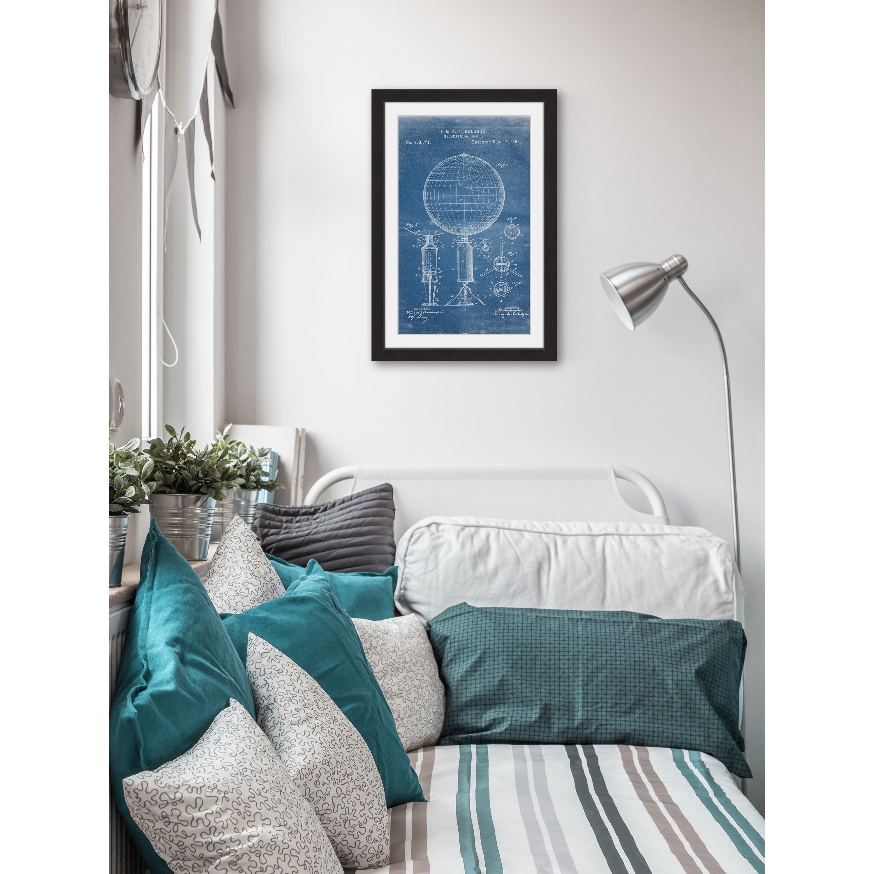 "Globe 1892 Blueprint" Framed Painting Print