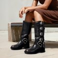 thumbnail image 3 of Botas DREAM PAIRS SDKB2416W Altas con Punta Cuadrada y Hebilla, 3 of 9