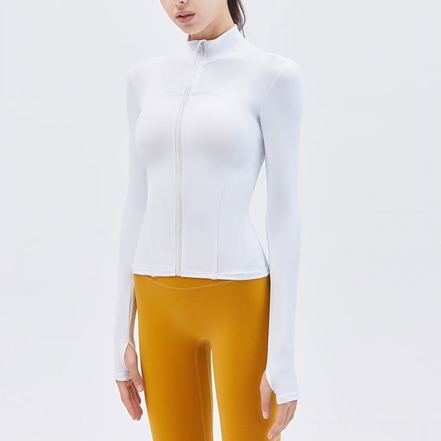 Ropa de yoga de primavera y verano, chaqueta, camiseta con cuello vertical y cremallera para mujer, ropa deportiva para correr y fitness de manga larga