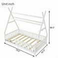 thumbnail image 6 of Duxelifin Twin Size Tent Beds with Hanging Rack,Teepee Floor Bed for Kids, Detachable Montessori Floor Bed with Slats and Fence Rails, Wood House Bedframe for Boys Girls, White, 6 of 7