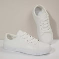 thumbnail image 6 of Women's Fashion Sneakers Flat Low-Top Lace-Up Comfortable School Casual Tennis Shoes Walking Travel Shoes Dress Sneakers(Color:White,Size:8), 6 of 9
