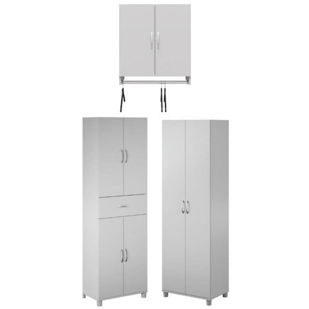 Home Square 3-Piece Set with 24  Utility Storage Cabinet & 2-Door Wall Cabinet