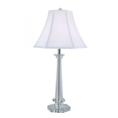 Transglobe Lighting CTL-120 Table Lamp with White Linen Shade, Polished Chrome Finished