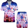 thumbnail image 2 of PRIYAL Men's Short Sleeve Pajama Sets Button Down Collar Sleepwear Soft Lounge Pjs Set Lightweight Men's Outfits, 2 of 9