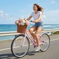 thumbnail image 4 of Costway 26-Inch Beach Cruiser Bike,with Adjustable Seat, Woven Basket & Rear Rack, Pink, 4 of 10