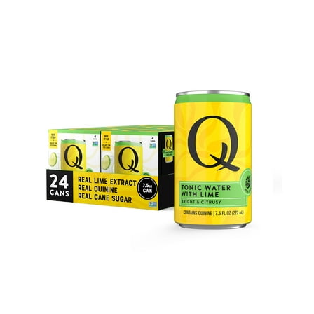 Q MIXERS TONIC WATER with LIME - Real Quinine & Lime Extract - Ideal for Cocktails & Mocktails - Made with Real Ingredients, Perfectly Carbonated & Lightly Sweet - 7.5 Fl oz (Pack of 24)