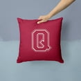 thumbnail image 2 of Letter Q Initial Monogram - Maroon and White Fabric Decorative Pillow, 2 of 4