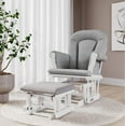 thumbnail image 2 of Cozy Glider Rocker and Ottoman Set, Padded Cushion with Convenient Storage Pockets, Solid Wood Base & Frame (Matte White with Light Gray Cushion), 2 of 9