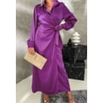 thumbnail image 2 of Side Tie Overlap Hem Dress, Purple, Small, 2 of 4