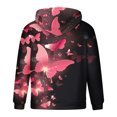 thumbnail image 4 of Man's Casual Hoodie Butterfly 3D Print Long Sleeve Sweatshirt Crewneck Drawstring Hooded Pullover Streetwear (XXXL, Hot Pink), 4 of 4