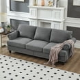 thumbnail image 4 of 2 Piece Set Comfy Sofa Couch, 3 Seater & Loveseat Sofa with Deep Seats, Modern Upholstered Sleeper Couch with Nails for Living Room, Grey, 4 of 9