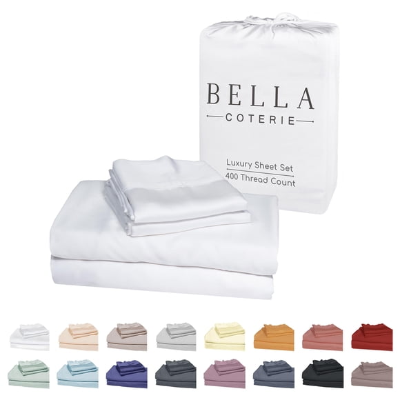 Juego de sábanas Bella Coterie Luxury de viscosa de bambú, tamaño king, color blanco