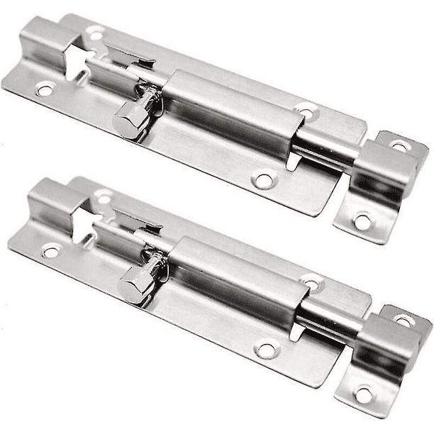 Cerradura de puerta de 2 piezas, pestillo deslizante de 4 pulgadas Cerraduras de seguridad de perno de barril de acero inoxidable para puertas de baño y puertas de cobertizo