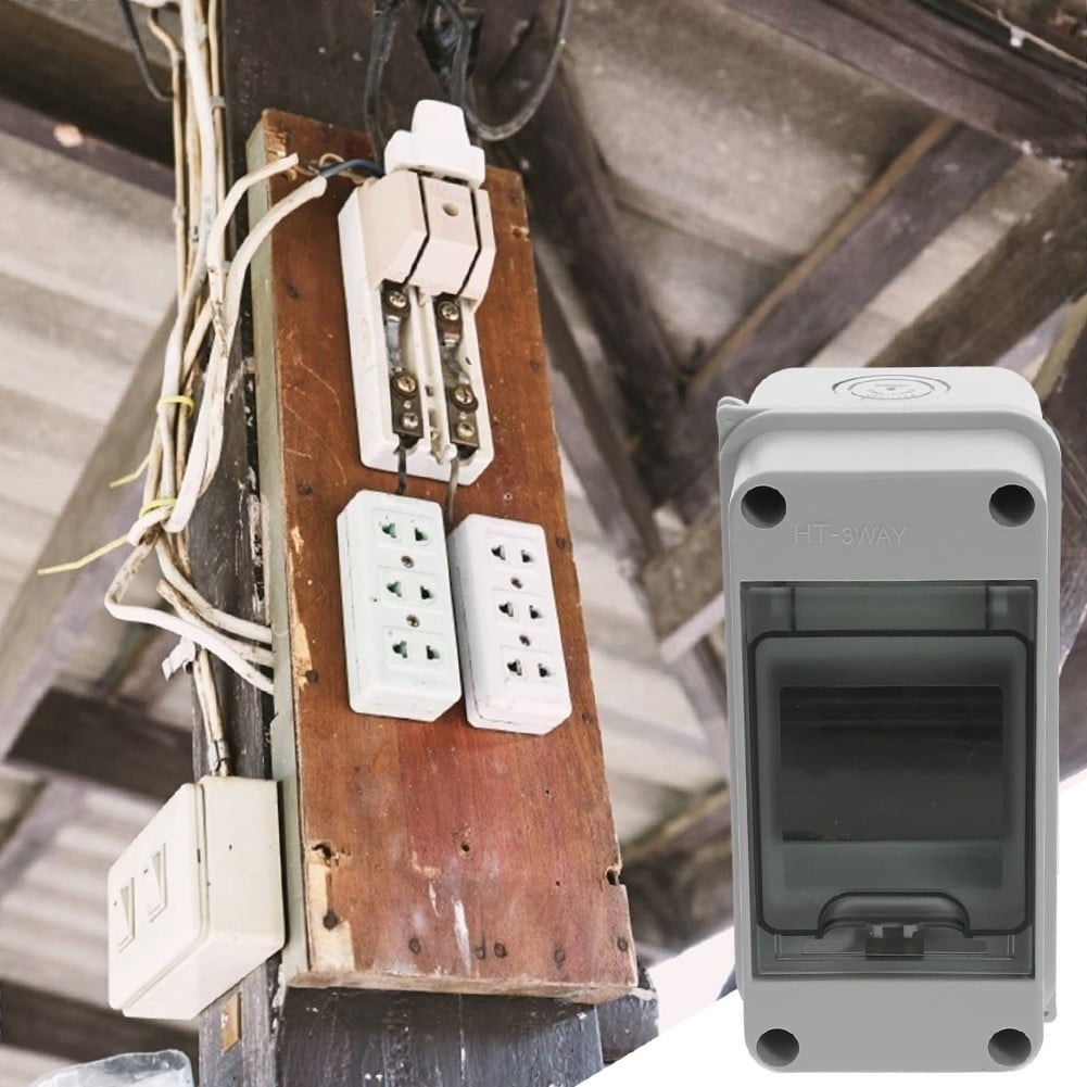 2Pcs 3-Way Power Distribution Box Ip65 Rail Enclosure Wall Mounted Junction Box
