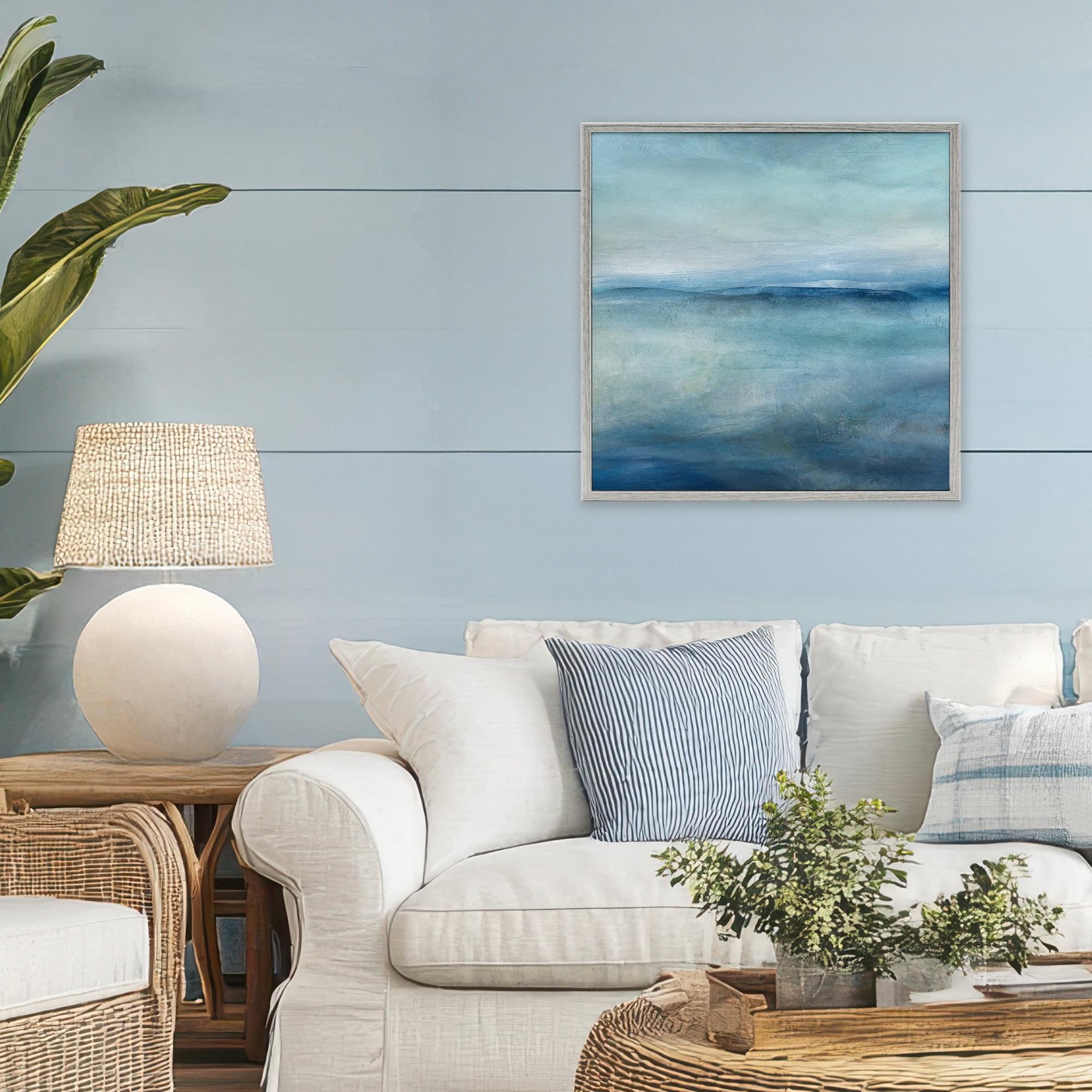 Stupell Industries Misty Blue Coastal Horizon Gray Framed Giclee Art, design by Carol Robinson