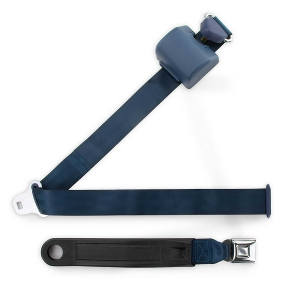 Dark Blue Push Button Shoulder Belt - Bucket Seat Safety Seatbelt RetroBelt