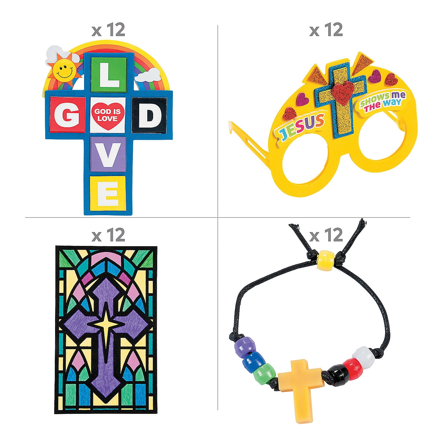 Fun Express Religious Cross Activity & Craft Kit Assortment - Makes 48
