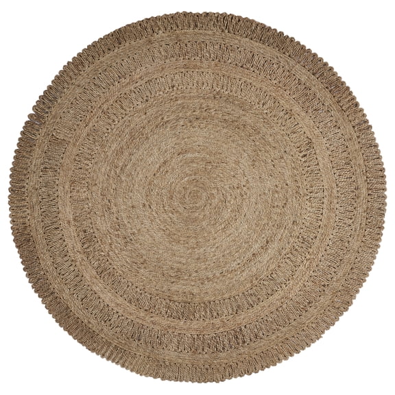 Woven Paths Toned Braided Natural Jute Area Rug, 4' Round, Gray