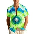 thumbnail image 2 of Blusa y camisa hawaiana de manga corta con cuello vuelto para hombre, camisa unisex de verano para playa, informal, de manga corta, con botones, ropa estampada para el Día de San Patricio, blusa para, 2 of 8