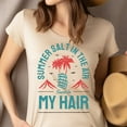 thumbnail image 4 of Summer Salt in the Air Sand in My Hair T-Shirt with Palm Tree & Volcano, Royal, Size L, 4 of 6