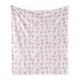 thumbnail image 1 of Romantic Soft Flannel Fleece Blanket, Abstract Diamond Forms Hearts and Triangles Girls Retro Love Triangle, Cozy Plush for Indoor and Outdoor Use, 50" x 60", Pink Dark Coral White, by Ambesonne, 1 of 5