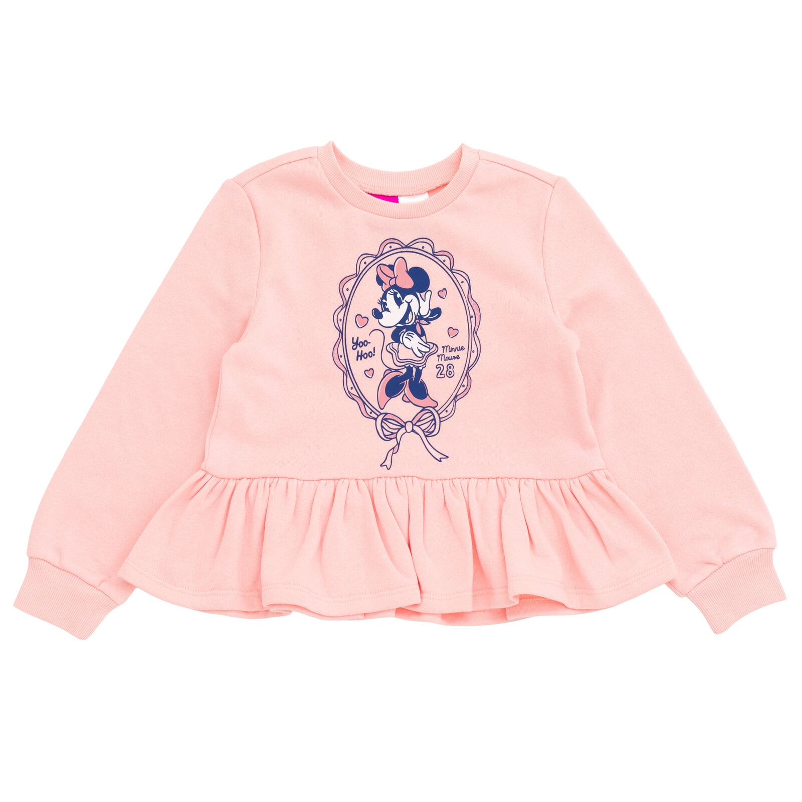 Disney Minnie Mouse Fleece Pullover Peplum Sweatshirt and Ribbed Flare Leggings Outfit Set Toddler to Big Kid