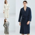 thumbnail image 2 of Yokua Unisex Waffle Knit Belted Long Robe Shower Sleepwear Nightgowns with Pockets, 2 of 20