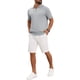 thumbnail image 5 of Camisa polo de punto texturizado para hombre, cuello en V, de manga corta, casual, para golf, talla L, gris claro, 5 of 6