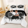 thumbnail image 3 of Manfei Rustic Wolves Full Size Comforter Sets,Ink Wash Print Bedding Comforter Set,White Black,Black Reversible,3pcs,1 Comforter and 2 Pillowcases, 3 of 7