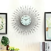 Anqidi 24 Modern Luxury Large Wall Clock, Round Diamond Non-Ticking Silent Decorative Clock for Living Room Office