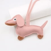 KITTEHIGM Cute Leather Dachshund Dog Keychain, Sausage Dog Hand Rope Bag Pendant for Phone Car Accessories, Unique Funny Collectible Puppy Lover Gift Charm