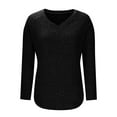 thumbnail image 6 of Scyoekwg Womens Knit Tops Fall Long Sleeve V Neck Tunic Knit Sweater Casual Looses Curved Hem Top Knit Solid Clothing (Black,XL), 6 of 7