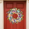 thumbnail image 1 of Corona de flores artificiales para colgar en puerta principal, decoración de pared, escena decorativa, corona floral, flores artificiales para 45 cm, 1 of 8