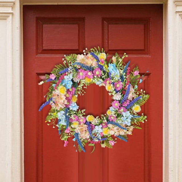 Corona de flores artificiales para colgar en puerta principal, decoración de pared, escena decorativa, corona floral, flores artificiales para 45 cm