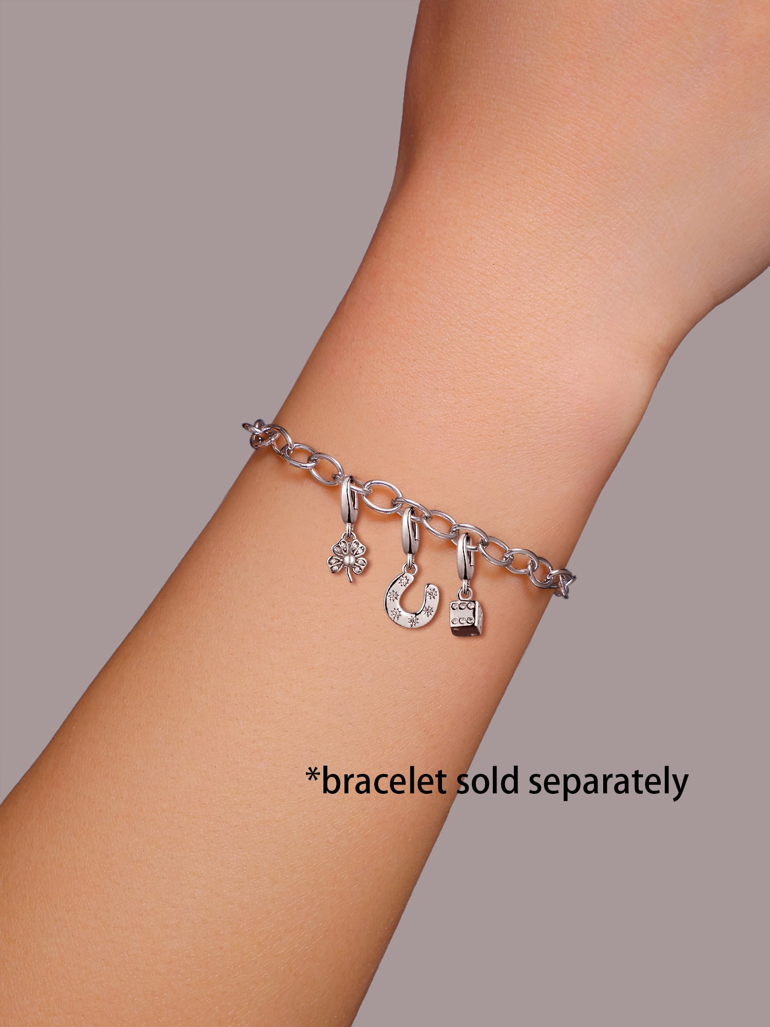 Brilliance Fine Jewelry Simulated Diamonds Good Luck Charm Set in Sterling Silver