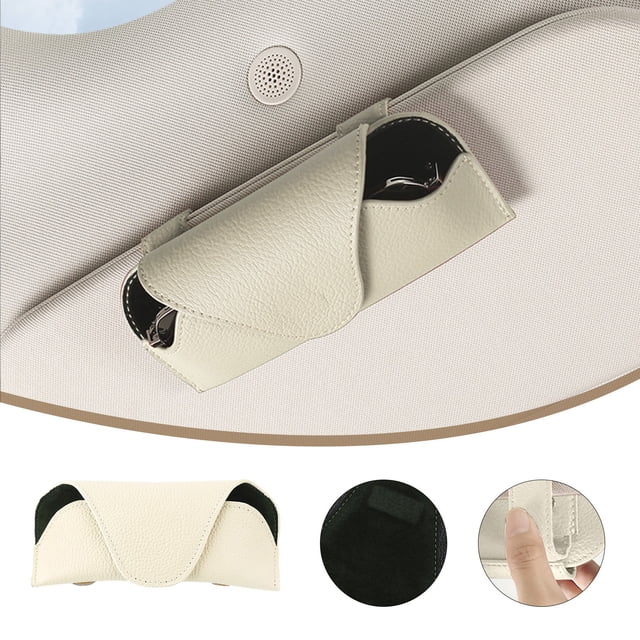 Estuche Para Gafas De Sol Estuche para gafas de sol para visera de coche,de piel sintética,con cierre magnético,organizador para vehículos (blanco,1 unidad) Rkxzt