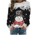 thumbnail image 1 of Kcodviy Chandail de Base pour Femmes d'Automne et d'Hiver Femmes Noël Flocon de Neige Bonhomme de Neige Imprimé Chandail à Capuchon Actif Femmes Col Rond Épaule Long 2TG Chandails Femmes à Manches Chandail de Sport Décontracté, 1 of 4