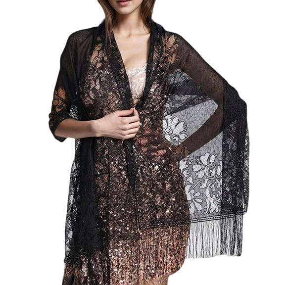 RUISINERY Elegant Women Shawl Wrap for Evening Dress Lightweight Scarf Malaysia Solid Color Hollowed Tassels Long Shawl