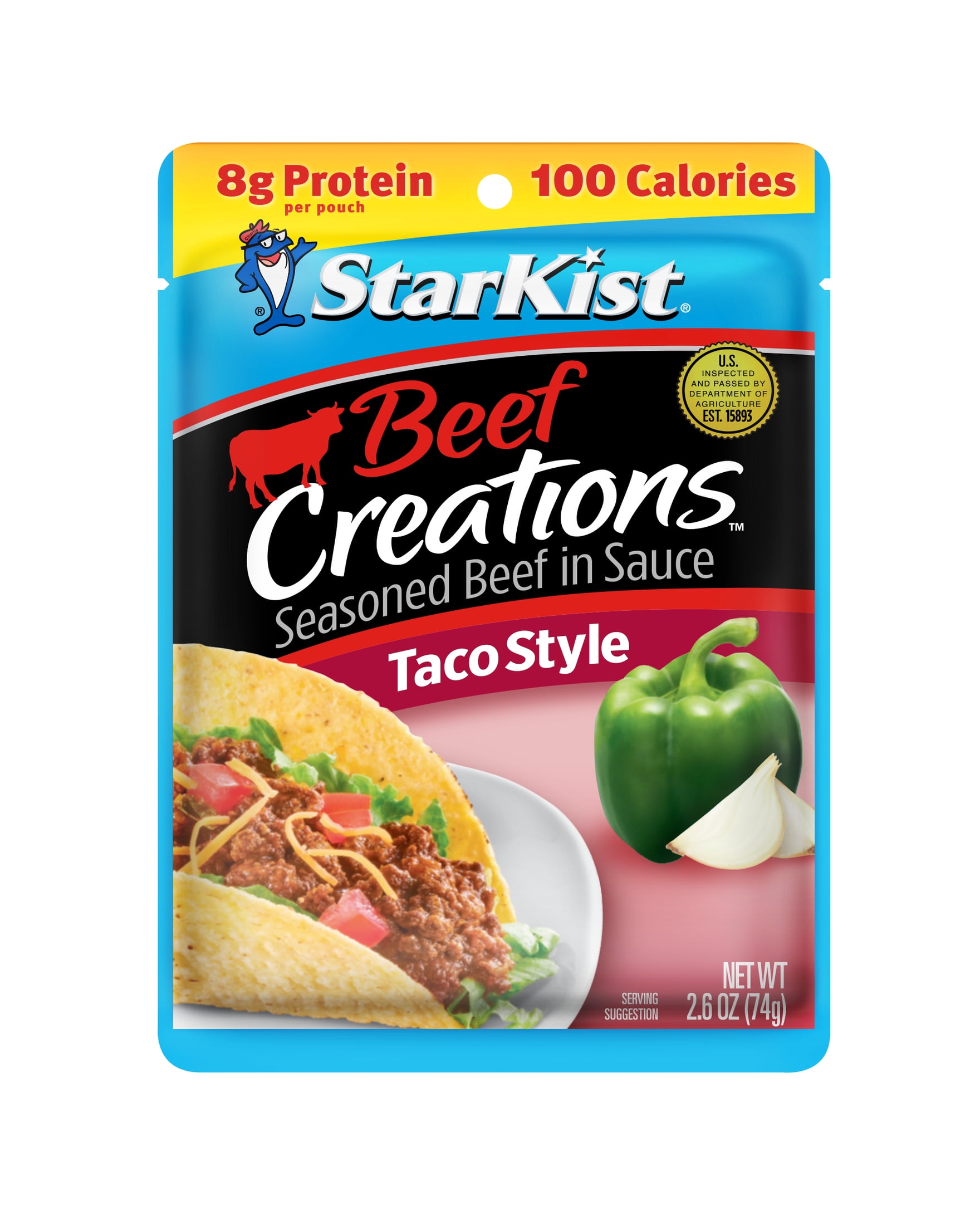 (6 pack) StarKist Beef Creations Taco Style Seasoned Beef in Sauce, 2.6 oz Pouch
